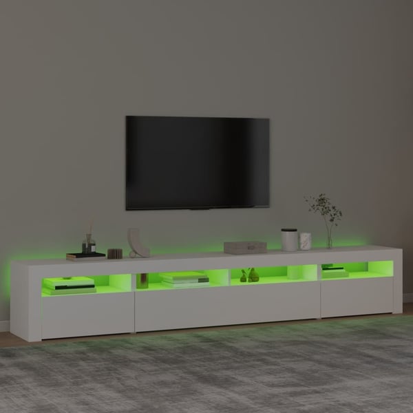 vidaXL TV-benk med LED-lys hvit 240x35x40 cm