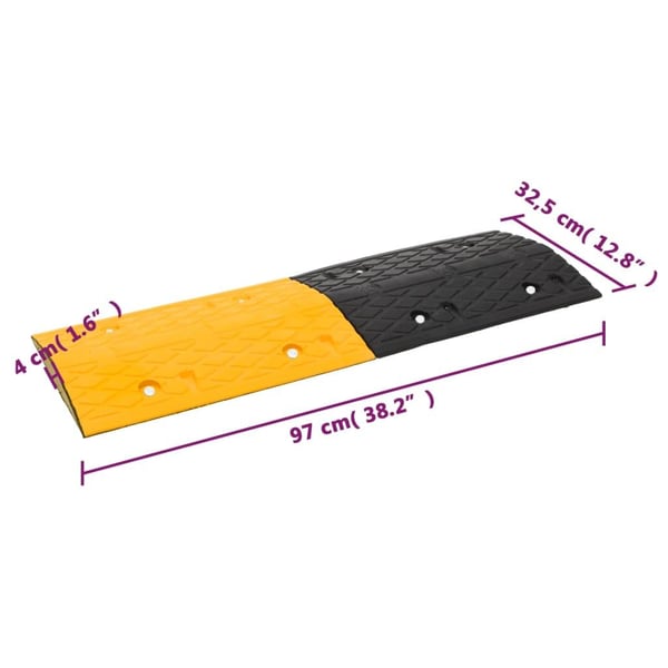 vidaXL Fartshumper 2 stk gul og svart 97x32,5x4 cm gummi