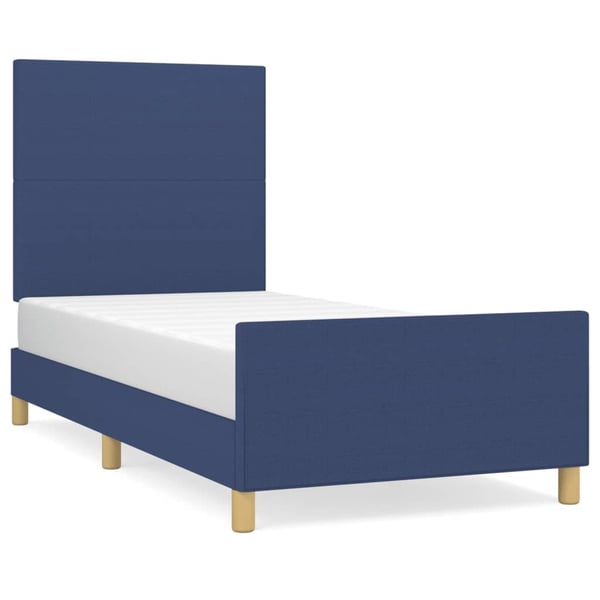 vidaXL sengeramme med sengegavl 90x190 cm stof blå