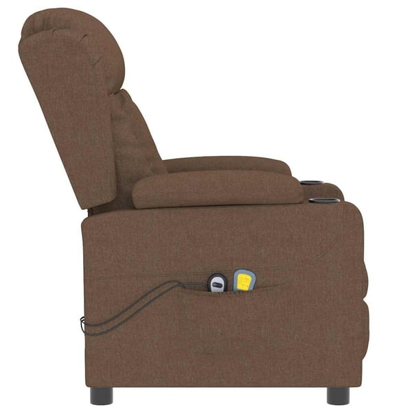 vidaXL Elektrisk massagefåtölj brun tyg