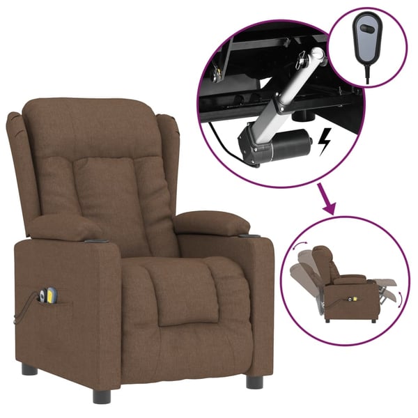 vidaXL Elektrisk massagefåtölj brun tyg