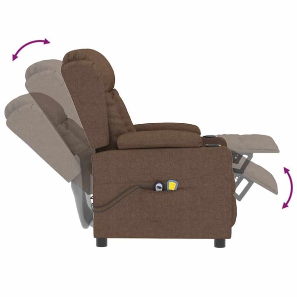 vidaXL Elektrisk massagefåtölj brun tyg