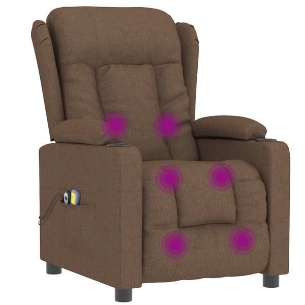 vidaXL Elektrisk massagefåtölj brun tyg