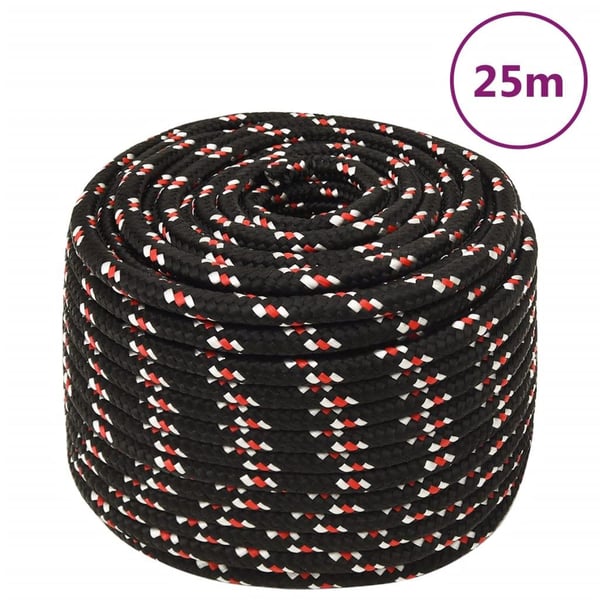 vidaXL Båttau svart 14 mm 25 m polypropylen