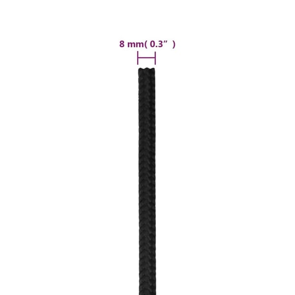 vidaXL Båttau helsvart 8 mm 25 m polypropylen