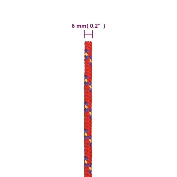 vidaXL Båttau rød 6 mm 50 m polypropylen
