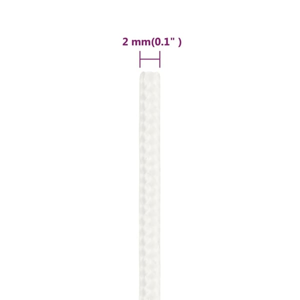 vidaXL Båttau helhvit 2 mm 50 m polypropylen