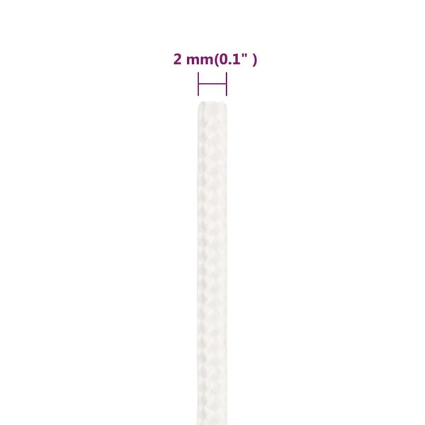 vidaXL Båttau helhvit 2 mm 250 m polypropylen