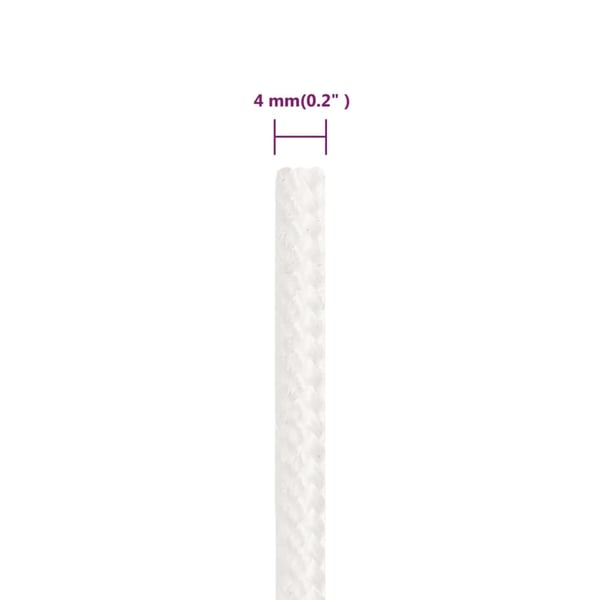 vidaXL Båttau helhvit 4 mm 100 m polypropylen