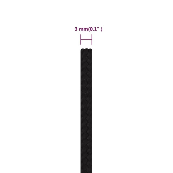 vidaXL arbejdsreb 3 mm 250 m polyester sort