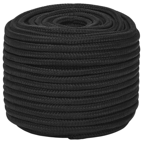 vidaXL Båttau helsvart 12 mm 25 m polypropylen