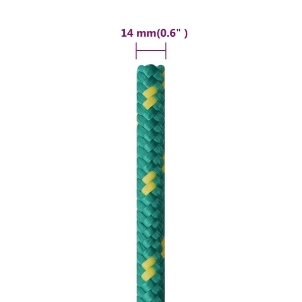 vidaXL Veneköysi vihreä 14 mm 25 m polypropeeni