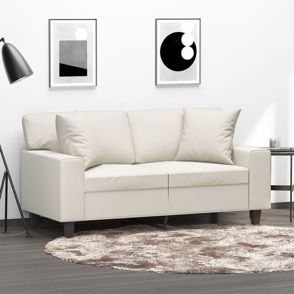 vidaXL pyntepuder 2 stk. 40x40 cm kunstlæder cremefarvet
