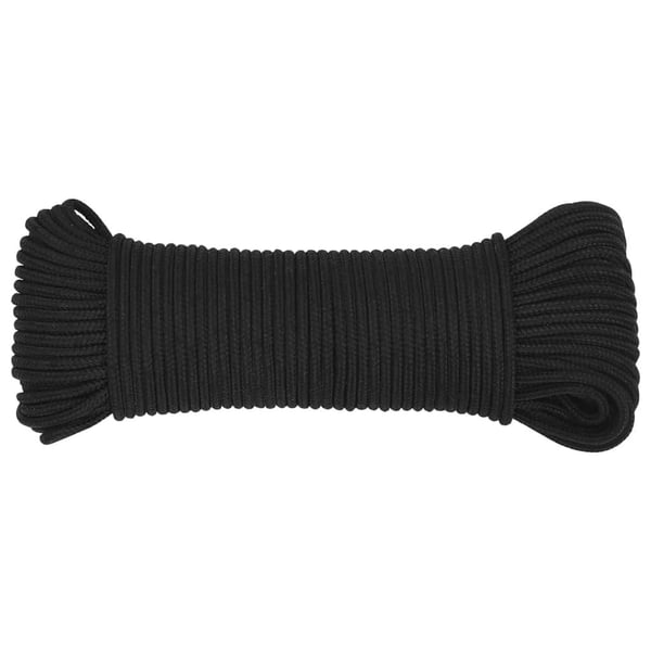 vidaXL Båttau helsvart 4 mm 100 m polypropylen
