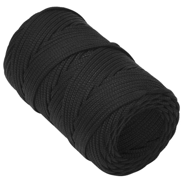 vidaXL Båttau helsvart 2 mm 500 m polypropylen