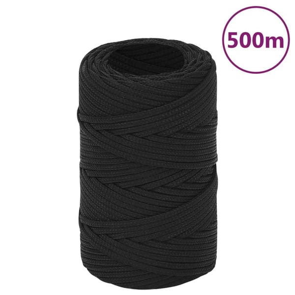 vidaXL Båtlina helsvart 2 mm 500 m polypropen