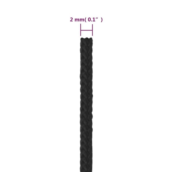 vidaXL Båttau helsvart 2 mm 500 m polypropylen