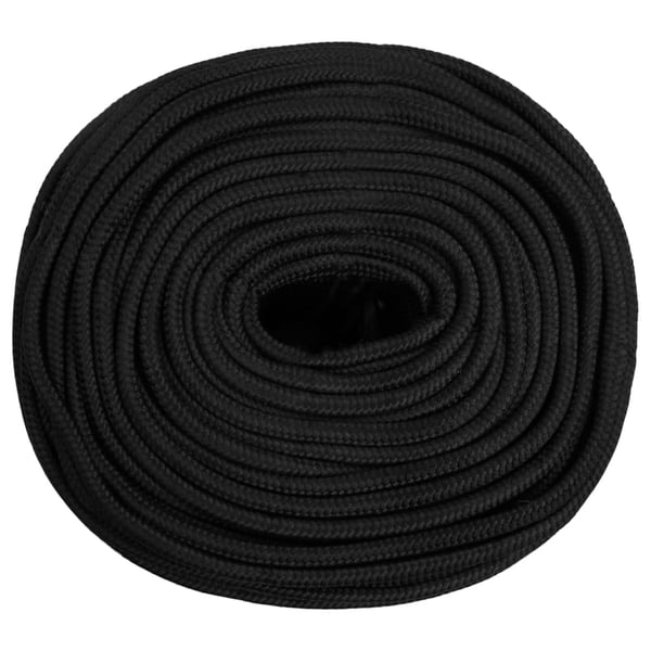 vidaXL Båttau helsvart 10 mm 25 m polypropylen