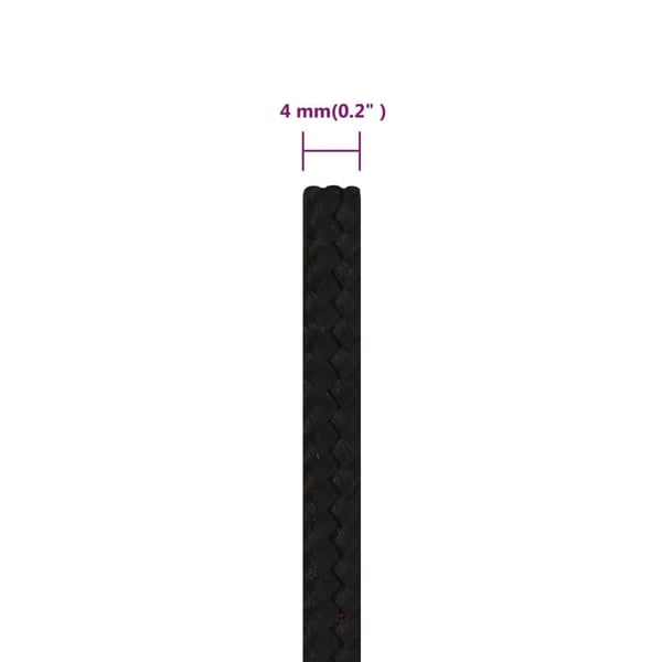 vidaXL Arbeidstau svart 4 mm 50 m polyester