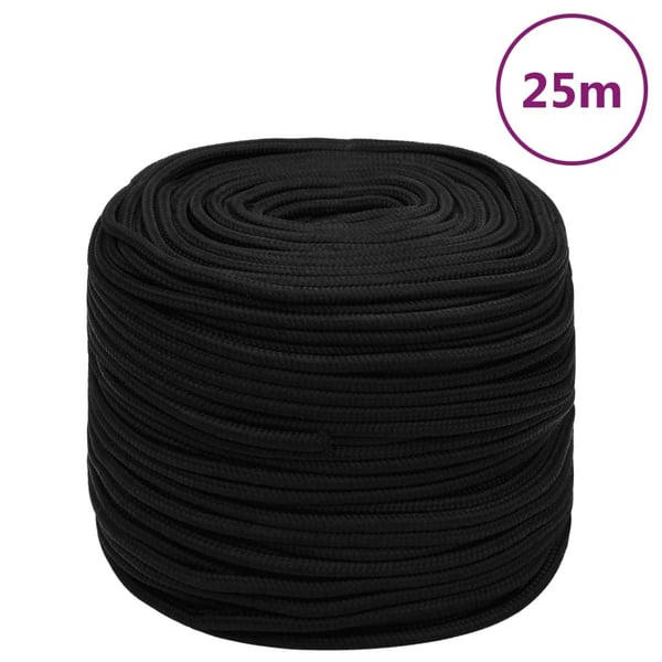 vidaXL Arbeidstau svart 6 mm 25 m polyester