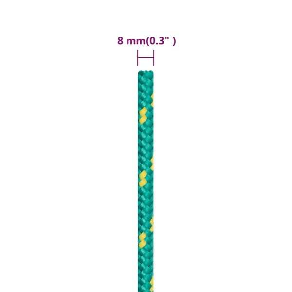 vidaXL Veneköysi vihreä 8 mm 25 m polypropeeni