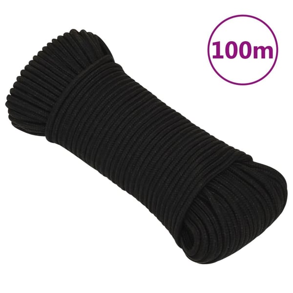 vidaXL arbejdsreb 4 mm 100 m polyester sort