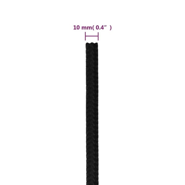 vidaXL Arbeidstau svart 10 mm 50 m polyester
