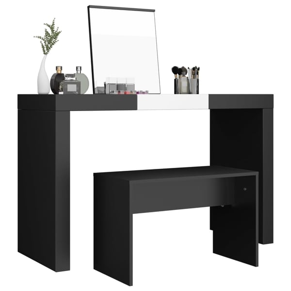vidaXL skammel til makeupbord 70x35x45 cm konstrueret træ sort