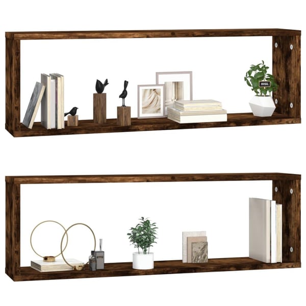vidaXL Vägghyllor 2 st rökfärgad ek 80x15x26,5 cm konstruerat trä