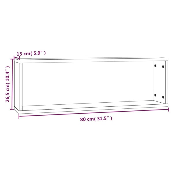vidaXL Vegghyller kube 2 stk brun eik 80x15x26,5 cm konstruert tre