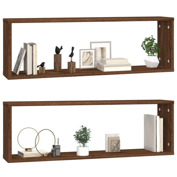 vidaXL Vegghyller kube 2 stk brun eik 80x15x26,5 cm konstruert tre