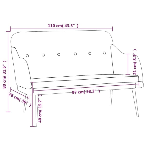 vidaXL bænk 110x76x80 cm stof sort