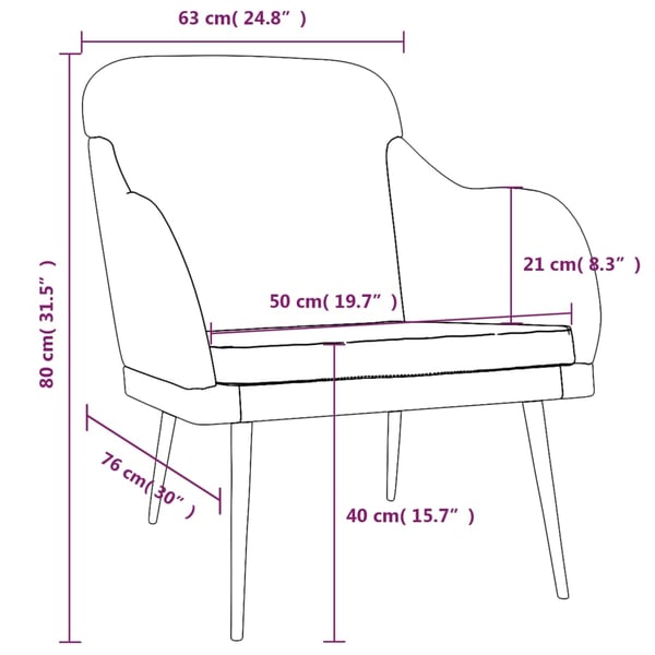 vidaXL lænestol 63x76x80 cm velour cremefarvet