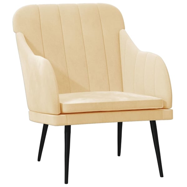 vidaXL lænestol 63x76x80 cm velour cremefarvet