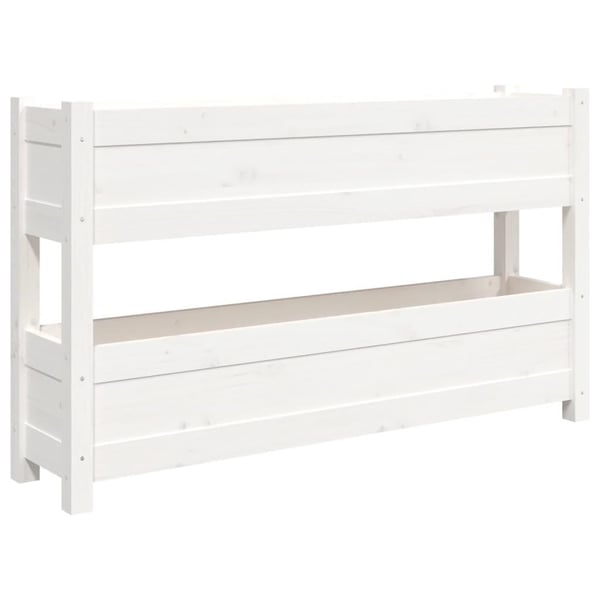 vidaXL plantekasse 112x25x66 cm massivt fyrretræ hvid