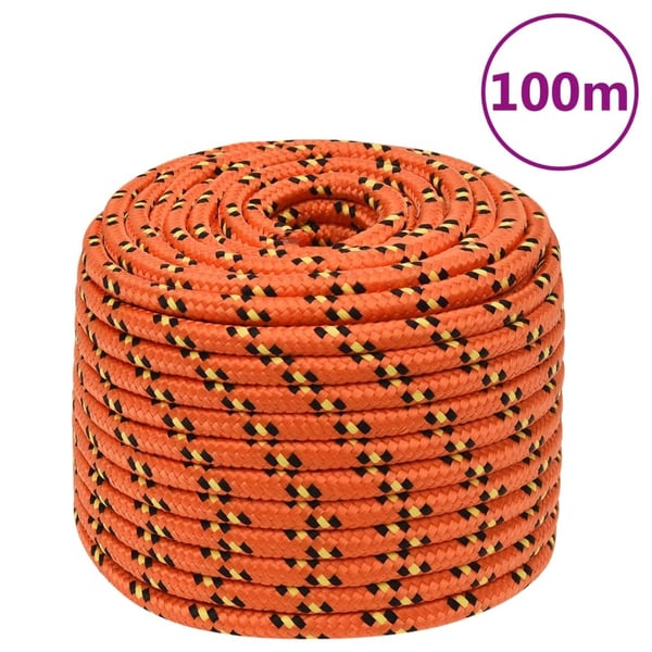 vidaXL Båttau oransje 14 mm 100 m polypropylen