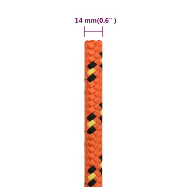 vidaXL Båttau oransje 14 mm 50 m polypropylen