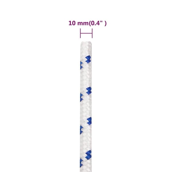 vidaXL Veneköysi valkoinen 10 mm 500 m polypropeeni