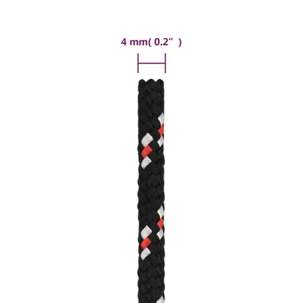 vidaXL Båttau svart 4 mm 500 m polypropylen
