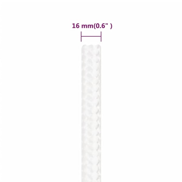 vidaXL tovværk til båd 16 mm 100 m polypropylen hvid