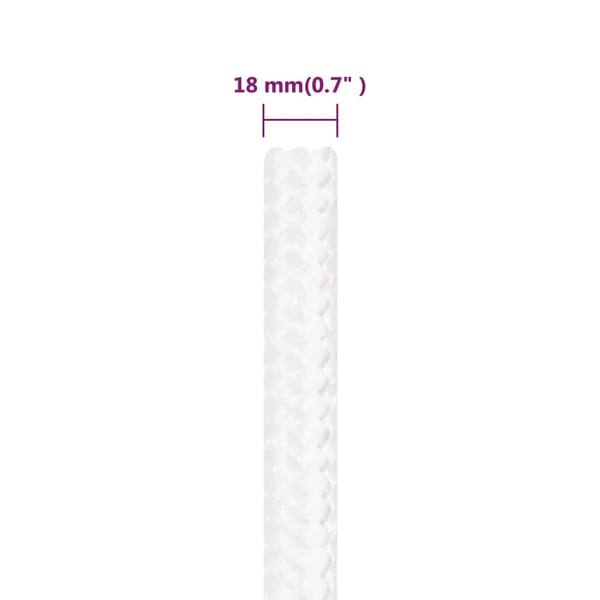 vidaXL Båttau helhvit 18 mm 50 m polypropylen