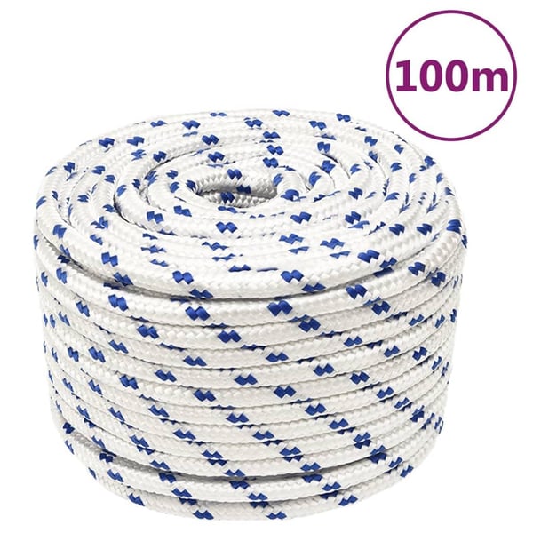 vidaXL tovværk til båd 14 mm 100 m polypropylen hvid