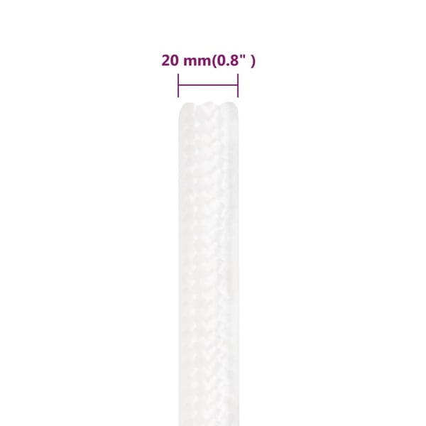 vidaXL tovværk til båd 20 mm 50 m polypropylen hvid