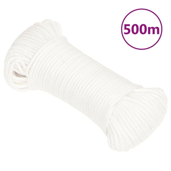 vidaXL Båttau helhvit 5 mm 500 m polypropylen