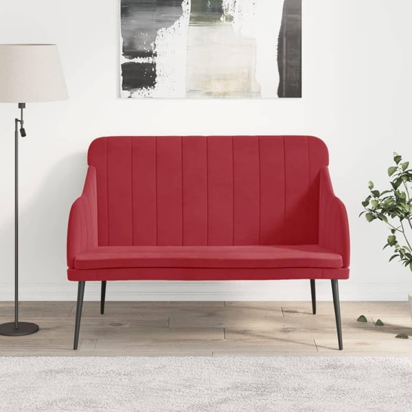 vidaXL Bänk vinröd 110x76x80 cm sammet