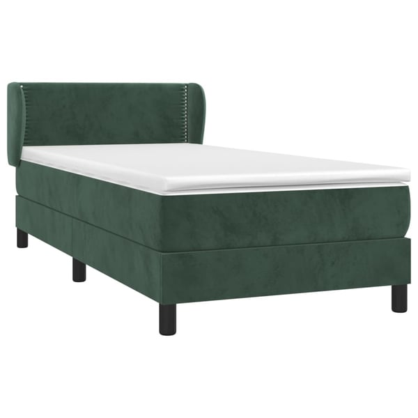 vidaXL Ramsäng med madrass mörkgrön 100x200 cm sammet