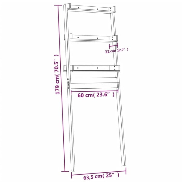 vidaXL WC-teline 63,5x32x179 cm täysi mänty