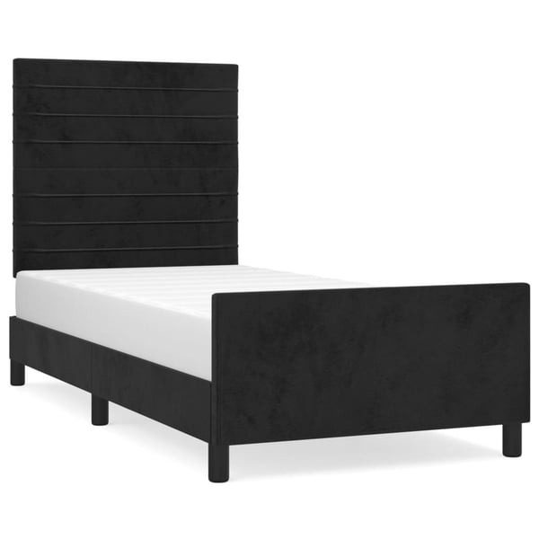 vidaXL sengeramme med sengegavl 90x200 cm fløjl sort