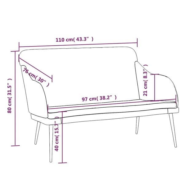 vidaXL bænk 110x76x80 cm velour cremefarvet