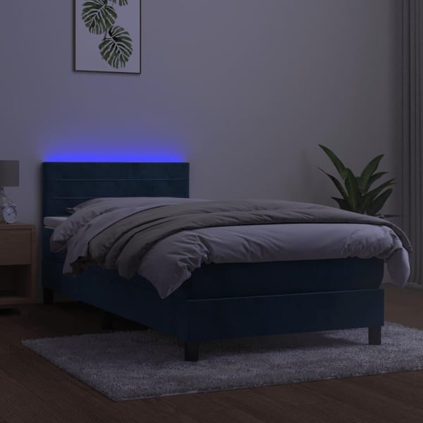 vidaXL kontinentalseng med LED-lys 80x200 cm velour mørkeblå